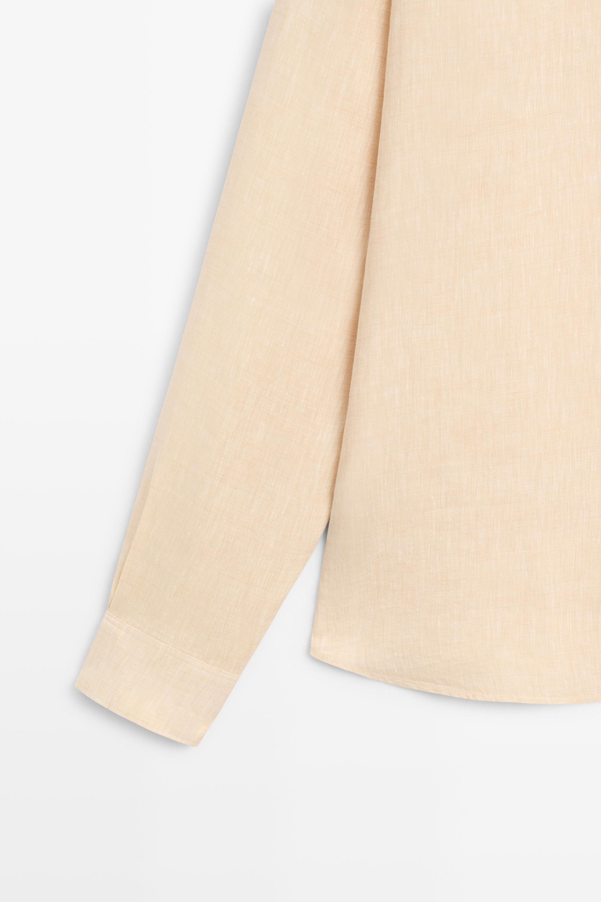 Regular fit 100% linen patch pocket shirt